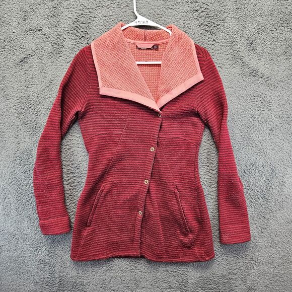prAna Jackets & Blazers - Prana Milana Jacket Women Size Small Red Striped Wool Blend Button Up